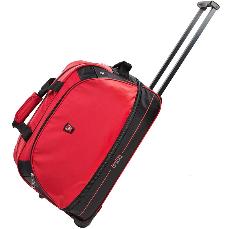 OIWAS Small Rolling Duffle Bag with Wheels, 22 inch Duffel Bag with Wheels Travel Weekend Overnight Carry On Luggage Expandable 50L to 60L Women Men Red - Image 1